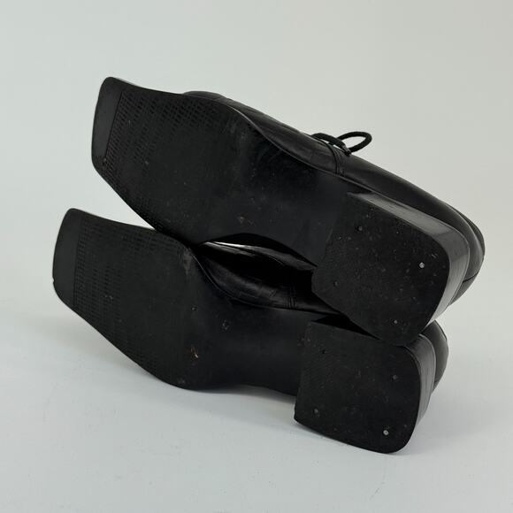 Vtg Guccini Women Leather Heeled Oxford Size 5.5 Square Toe Italy Model off Duty - Picture 6 of 12